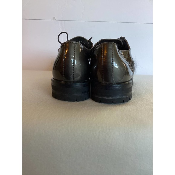 Attilio Giusti Leombruni Charcoal Patent Leather Lace Up Chunky Shoes Size 8 - Picture 3 of 5